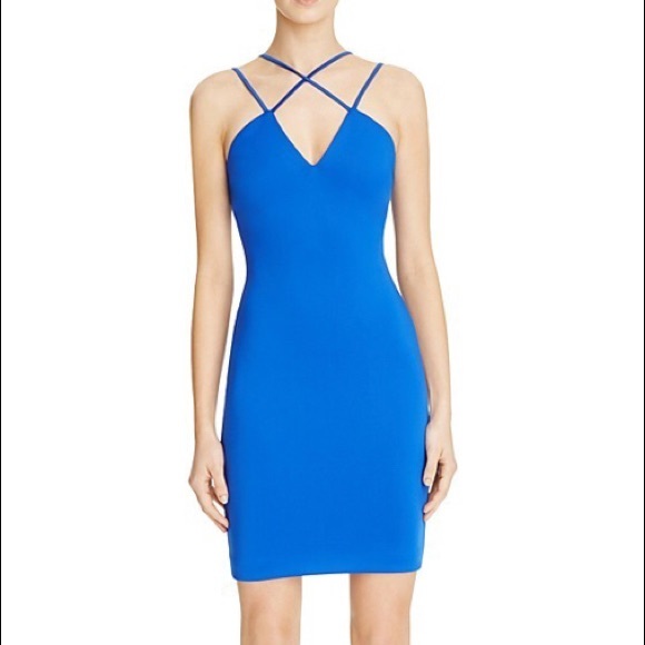 Guess Dresses 98 Guess Royal Blue Strap Bodycon Short Dress Xl Poshmark